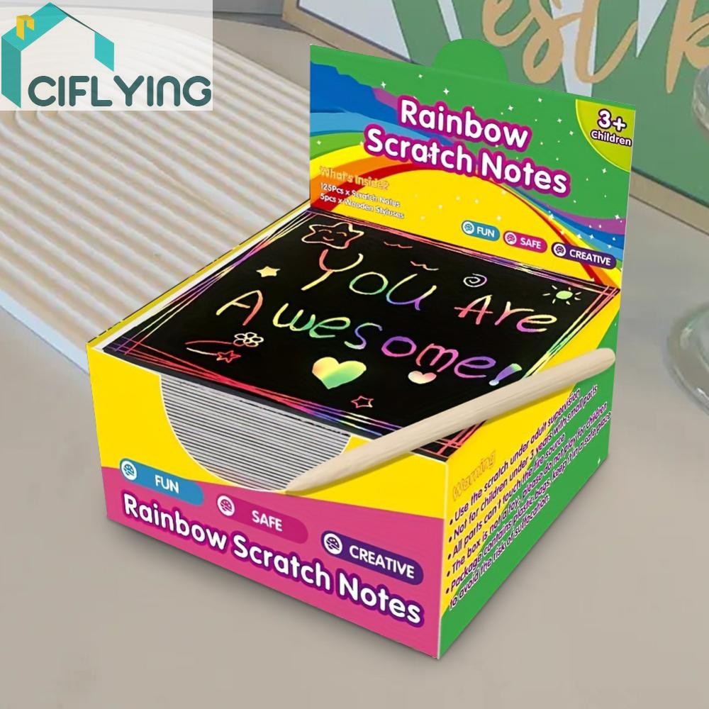 100 ชิ้น Rainbow Scratch Mini Art Notes Scratch Art Mini Notes Scratch การ์ดชุด [Ciflying.th]