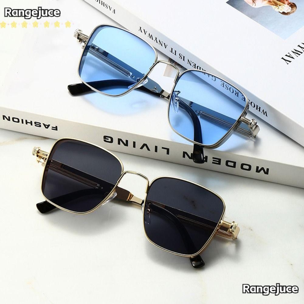 Rangejuce แว่นกันแดดกรอบโลหะ, Anti-UV 400 Eye Protection Retro แว่นตากันแดด,ฤดูร้อนอุปกรณ์เสริม Street Photos ตกแต่ง Punk Black Shades แว่นตาสําหรับผู้หญิงผู้ชาย