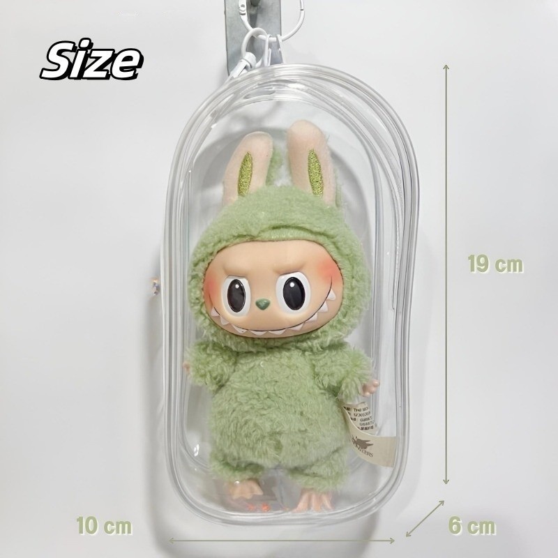 Labubu V1 V2 ถุงใส่ลาบูบูั กระเป๋าใส่ลาบูบู้ กระเป๋าตุ๊กตาไวนิล พวงกุญแจ PVC แบบใส หนา กันฝุ่น มาการอง(ไม่รวมตุ๊กตา)