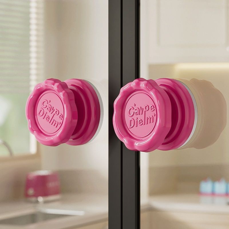 ถ้วยดูดมือจับประตูกระจกห้องน้ำแบบไม่เจาะรูประตูบานเลื่อนมือจับหน้าต่าง