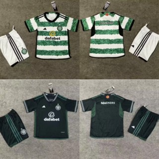 เสื้อกีฬาแขนสั้น ลายทีมชาติฟุตบอล Celtic 23-24 ชุดเหย้า เยือน สําหรับเด็ก 16-28