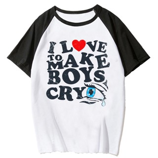 เสื้อยืด พิมพ์ลายกราฟฟิค i Love to Make Boys Cry top Y2K สําหรับผู้หญิง