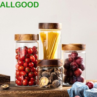 Allgoods ขวดโหลแก้วใส ฝาไม้ ขนาดเล็ก ทนความร้อน