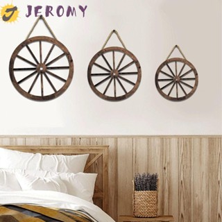 Jeromy จี้ล้อไม้ รูปเกวียน ไร้กลิ่น สําหรับแขวนตกแต่งผนังบ้าน DIY 3 ชิ้น ต่อชุด