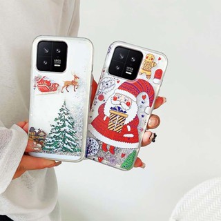 Ybd เคสโทรศัพท์มือถือ ลายต้นคริสต์มาส ซานตาคลอส กวาง มีทรายไหล สําหรับ Xiaomi 12 Pro 13 civi 1s