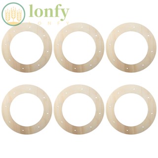 Lonfy พวงหรีดไม้เปล่า ทรงกลม ลายดอกไม้ สําหรับแขวนตกแต่ง DIY