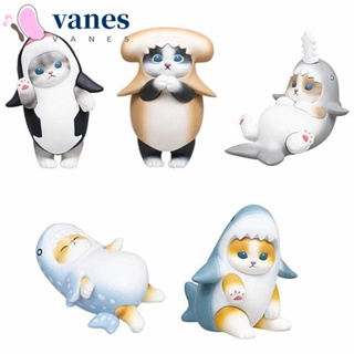 Vanes1 ตุ๊กตาฟิกเกอร์ รูปการ์ตูนแมว กุ้งทอด ฉลาม น่ารัก DIY ของขวัญ สําหรับตกแต่งรถยนต์