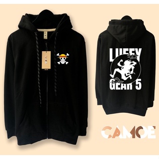 เสื้อแจ็กเก็ต มีฮู้ด แต่งซิป ลาย One Piece Luffy Gear 5 Son God Nika