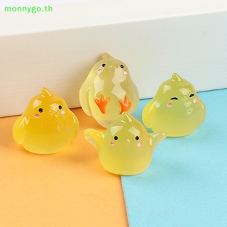 Monnygo เครื่องประดับผม เรซิ่น ลายการ์ตูนไก่น่ารัก 3D เรืองแสง ขนาดเล็ก DIY สําหรับตกแต่งภูมิทัศน์ 2 ชิ้น