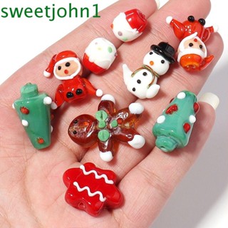 Sweetjohn ลูกปัดอะคริลิค ลายกวางเอลก์ แฮนด์เมด DIY สําหรับทําเครื่องประดับ สร้อยข้อมือ 2 ชิ้น ต่อถุง