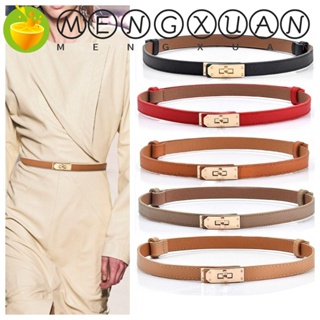 Mengxuan เข็มขัดล็อคหัวเข็มขัด, หนัง PU สีพื้น, แฟชั่นหัวเข็มขัดโลหะเข็มขัดคาดเอวชุด