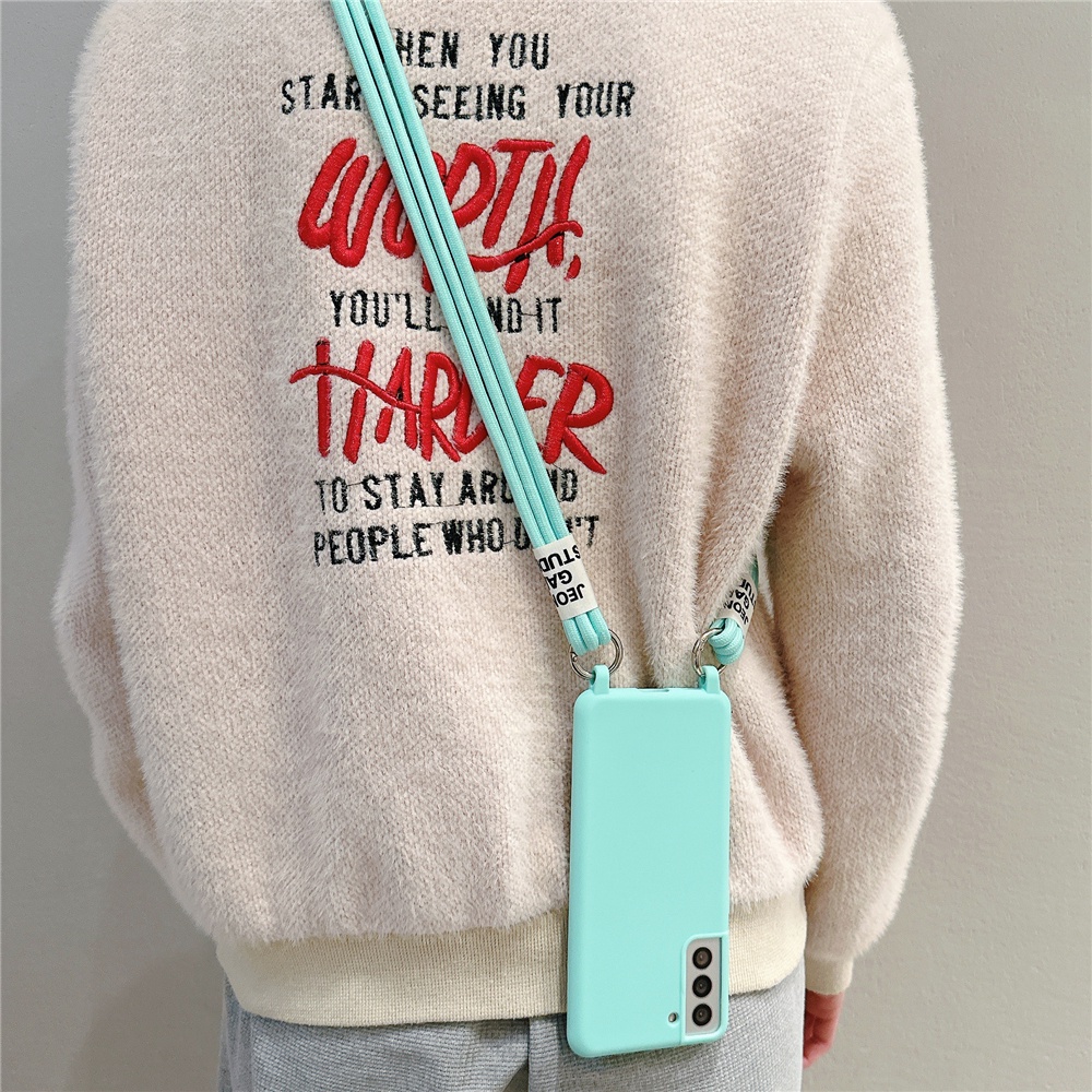 เคสซิลิโคนนิ่ม พร้อมสายคล้องคอ สําหรับ Samsung S23 Ultra S22 Plus S21 FE S20 S10 Note 20