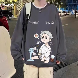 เสื้อกันหนาวแขนยาว คอกลม ทรงหลวม ขนาดใหญ่ ลายการ์ตูนอนิเมะ สําหรับผู้ชาย ไซซ์ M - 8XL