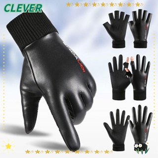 Clever ถุงมือหนังแฟชั่น ขนแกะ อบอุ่น สําหรับเล่นกีฬากลางแจ้ง