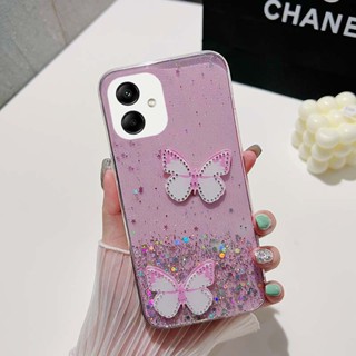 เคสโทรศัพท์มือถือ ซิลิโคนนิ่ม ปิดด้านหลัง ลายผีเสื้อ ท้องฟ้ากลางคืน หรูหรา สําหรับ Samsung Galaxy A04e A04