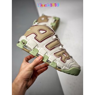 [Pure Original NK] Air More Uptempo รองเท้าบาสเก็ตบอล หนังฟู สีน้ําตาล เขียว DZ8955-001