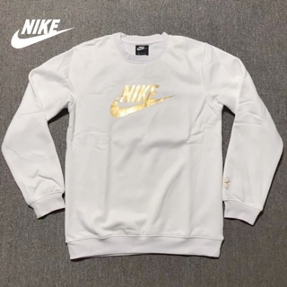 Nike ของแท้ 100% เสื้อกันหนาวลําลอง คอกลม พิมพ์ลายโลโก้ แบบสวมหัว เรียบง่าย สไตล์คลาสสิก สําหรับผู้ชาย CU4534