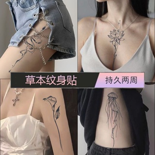 Sa Tattoos [หลายตัวเลือก] สติกเกอร์รอยสัก ลายสมุนไพร น้ําผลไม้ กันน้ํา ติดทนนาน