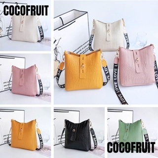 Cocofruit กระเป๋าถือ กระเป๋าสะพายไหล่ หนัง PU พิมพ์ลายตัวอักษรจระเข้ สําหรับผู้หญิง