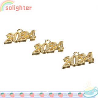 SOLIGHTER จี้ชาร์ม รูปหมวกรับปริญญา สีทอง สําหรับทําเครื่องประดับ 2024 50 ชิ้น