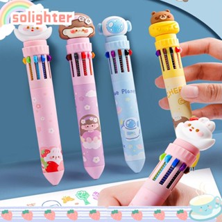 Solighter ปากกาเจล ลายการ์ตูน 10 สี สําหรับโรงเรียน สํานักงาน 4 ชิ้น ต่อชุด