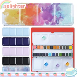 Solighter กล่องเก็บสีน้ํา พาเลทเปล่า โลหะ หลากสี สําหรับเดินทาง