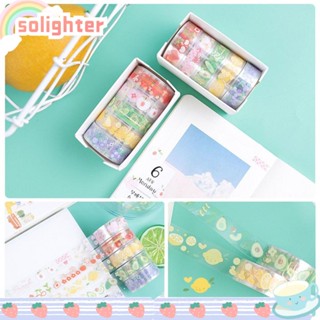 Solighter เทปสติกเกอร์ ลายผลไม้ สําหรับตกแต่งสมุดภาพ วรรณกรรม 2 กล่อง