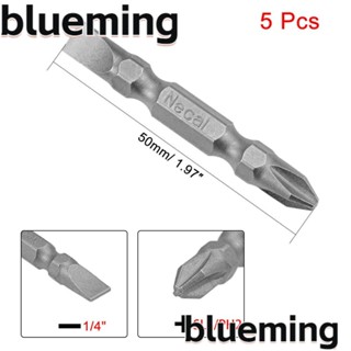 Blueming2 ดอกไขควงไฟฟ้า ปลายคู่ 1/4 นิ้ว สีเงิน สําหรับซ่อมแซม DIY PH2 SL6 5 ชิ้น