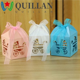 Quillan กล่องลูกอม ฉลุลาย ประดับไข่มุก พร้อมริบบิ้น สําหรับแขก วันเกิด
