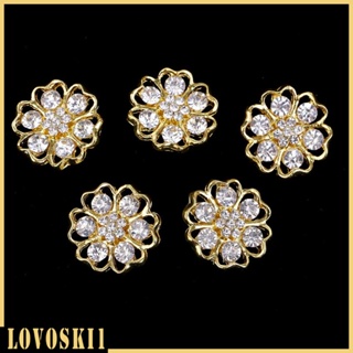 [Lovoski1] กระดุมดอกไม้ สีทอง 20 มม. สําหรับตกแต่งชุดแต่งงาน 5 ชิ้น