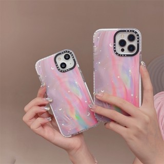 【Pink Purple Aurora】CASETIFY เคสป้องกันโทรศัพท์มือถืออะคริลิค ลายตัวอักษร สีม่วง สําหรับ iPhone 14 Pro MAX 14 Plus 11 12 13 Pro MAX