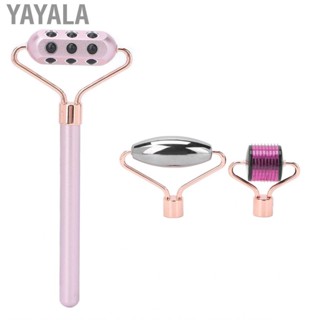 Yayala Face  Roller Set  Pink Boosting Circulation 3‑in‑1 Microneedle for Stay Up Late Office Worker