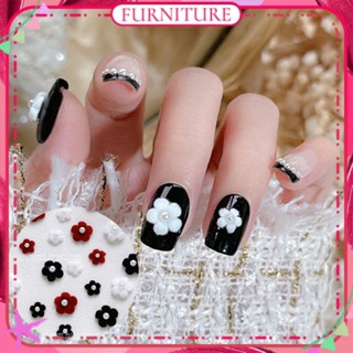♕ 10 ชิ้น เครื่องประดับเล็บตุ๊กตามุกดอกไม้ห้ากลีบดอกไม้ Flocked กลิ่นหอมขนาดเล็กสไตล์สามมิติอุปกรณ์ตกแต่งเล็บแต่งเล็บสำหรับร้านเล็บเฟอร์นิเจอร์