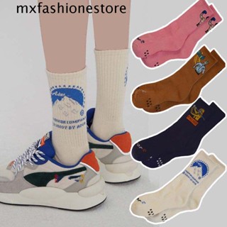 Mxfashione ถุงเท้าลําลอง ผ้าฝ้าย ลายการ์ตูน สีชมพู ระบายอากาศ สําหรับผู้หญิง