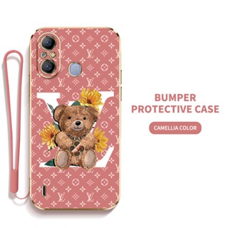 Ybd เคสโทรศัพท์มือถือ ซิลิกาเจล LV พร้อมสายคล้อง ป้องกันเลนส์ สําหรับ Infinix Itel A49 A58