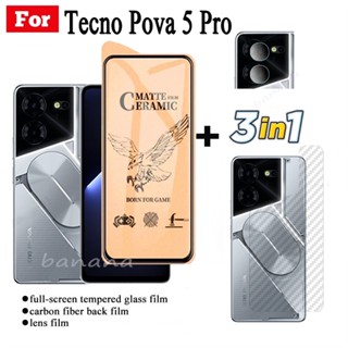 3in1 กระจกนิรภัยเซรามิค ป้องกันเลนส์กล้อง สําหรับ Tecno Pova 5 Pro Pova 5 Pova 4 4 Pro 3 2 Pova Neo 3 Neo 2