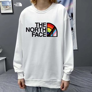 เสื้อกันหนาว ผ้าฝ้าย 100% พิมพ์ลาย The North Face สีรุ้ง แฟชั่นคู่รัก สําหรับผู้หญิง