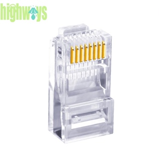 หัวปลั๊กเชื่อมต่อเครือข่าย RJ45 Cat5 8P8C UTP ชุบทอง 100 ชิ้น [highways.th]