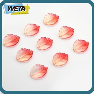 Yveta จี้ลูกปัดแก้วใส ไล่โทนสี รูปใบไม้ สีชมพู สีแดง 1 นิ้ว สําหรับสร้อยคอ DIY 100 ชิ้น