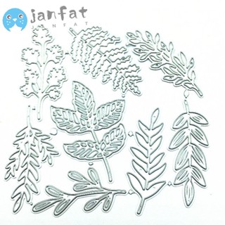 Janfat แผ่นแม่แบบโลหะ ตัดลายใบไม้ และใบไม้ สีเงิน สําหรับทําการ์ด 8 ชิ้น