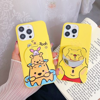 เคสโทรศัพท์มือถือ ลายการ์ตูนหมีพูห์ พร้อมกระจกแต่งหน้า สําหรับ Honor 7A 7C 8X 8A 9X 9X Pro 9A 20 20S 20i 10i 20 Lite Huawei P40 Lite P20 P20 Pro P20 Lite P30 P30 Pro P30 Lite