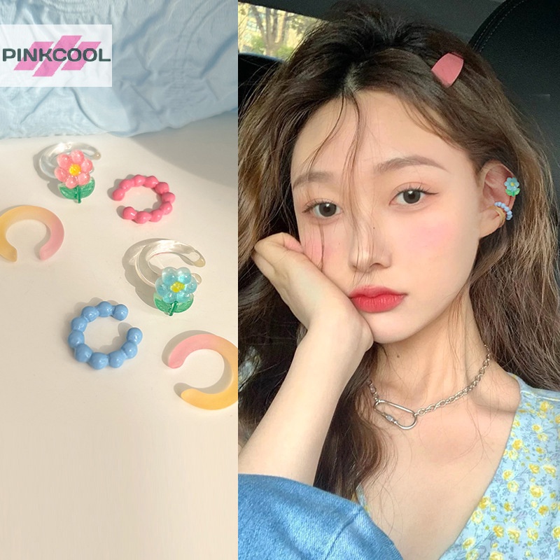 Pinkcool 3 ชิ้น / เซต อะคริลิค กระดูกหู คลิป สําหรับผู้หญิง INS น่ารัก แฟชั่น กระดูกอ่อน หู กระดูกอ่อน คลิป เครื่องประดับ ของขวัญ ขายดี