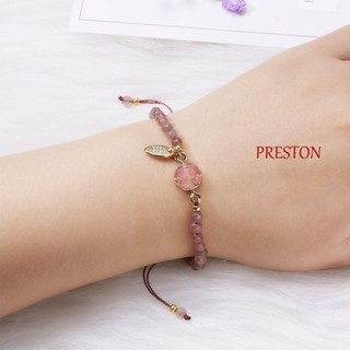 Preston สร้อยข้อมือแฟชั่น ประดับลูกปัดหิน ปรับได้ 4 มม.