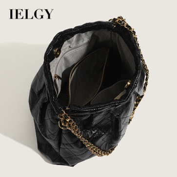 IELGY สุภาพสตรี Rhombus หนังนุ่มไหล่ Messenger Bucket Bag ความจุขนาดใหญ่