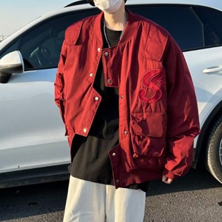 เสื้อโค้ทสั้น ปักลาย สไตล์อเมริกัน แฟชั่นฤดูใบไม้ร่วง สําหรับผู้ชาย