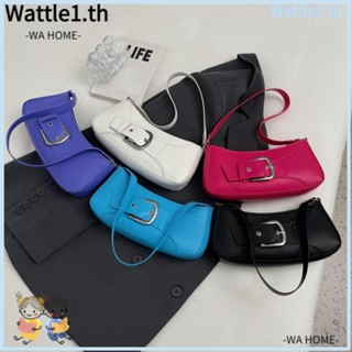 Wttle กระเป๋าสะพายไหล่ลําลอง หนัง PU ขนาดใหญ่ จุของได้เยอะ สีพื้น สําหรับสตรี