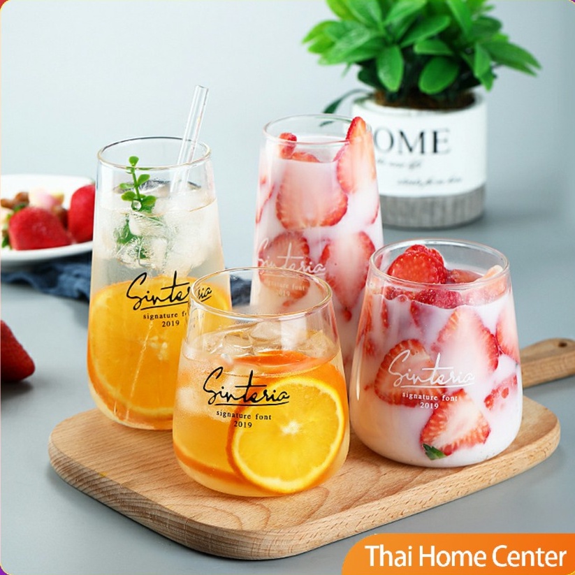 ถ้วยชานมกาแฟน้ำผลไม้ แก้วทรงโอ่ง glass