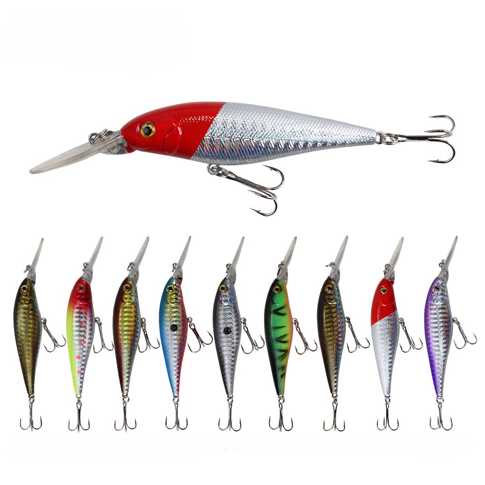 Fishking เหยื่อตกปลาปลอม พลาสติกแข็ง 9 สี พร้อมตะขอ 1 ชิ้น