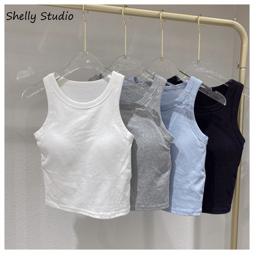 2 in 1 เสื้อกล้ามผู้หญิง พร้อมแผ่นบรา และเสื้อชั้นในเกาะอก