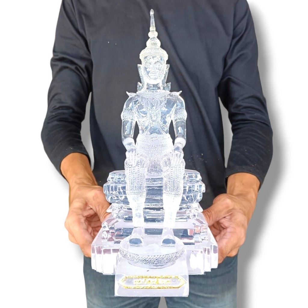 พระวิสุทธิเทพแก้วใส สมเด็จองค์ปฐมปางนิพพาน สูง12นิ้ว เนื้อแก้วเรซิ่นใสหล่อตันทั้งองค์ ของแท้บูชาจากวัดท่าซุง